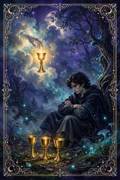 圣杯四 Four of Cups 塔罗牌
