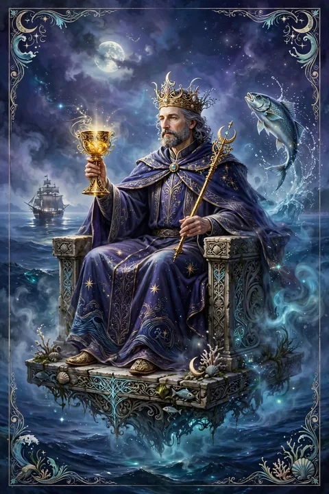 圣杯国王 King of Cups 塔罗牌