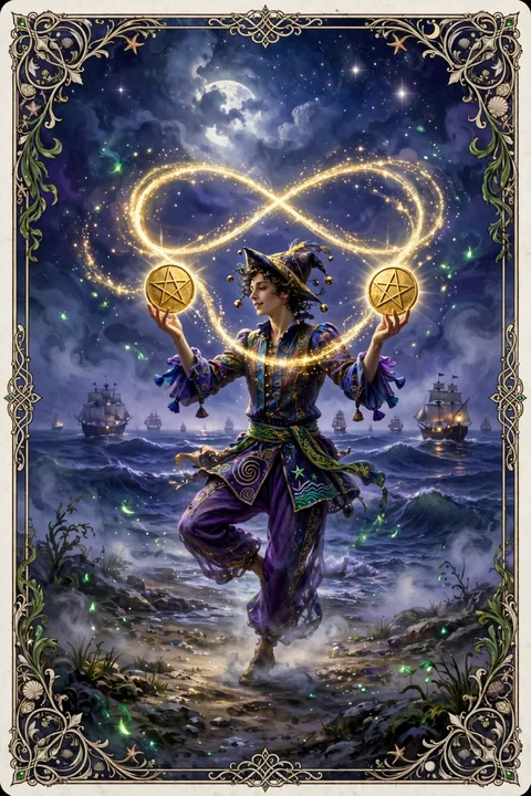 星币二 Two of Pentacles 塔罗牌