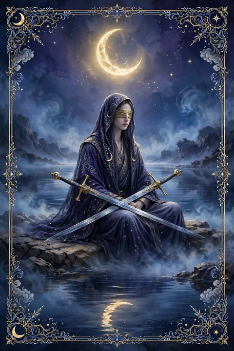 宝剑二 Two of Swords 塔罗牌