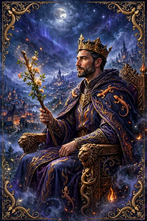 权杖国王 King of Wands 塔罗牌